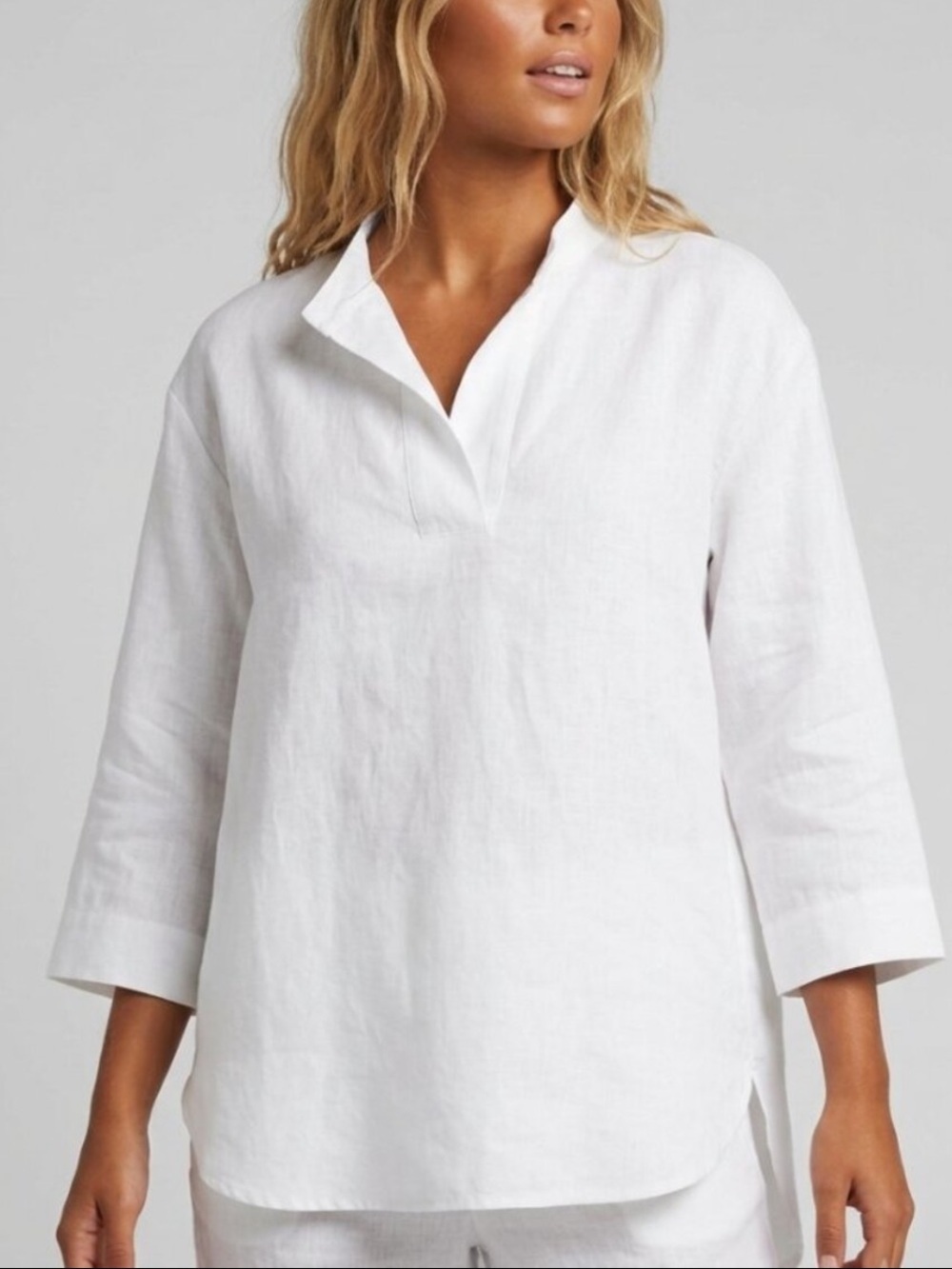 The Sleep Shirt White Linen Slip On Shirt Size Medium 8490